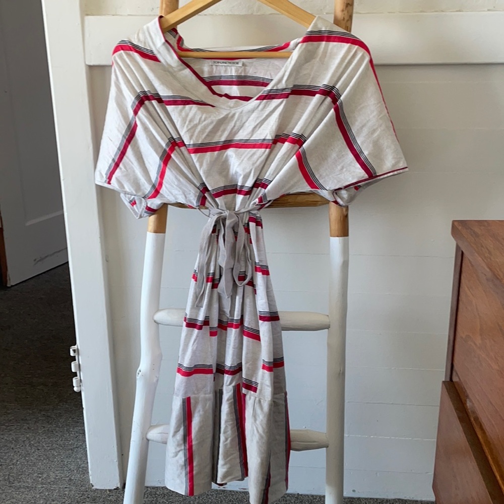 Designer Scanlan & Theodore Sripe Dress Scoop Nexk